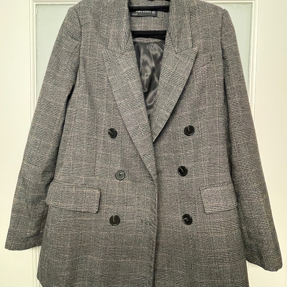 Zara Women’s Oversized Plaid Checkered Blazer Size S